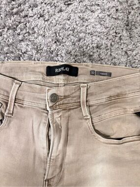 Replay Beige Straight-Leg Jeans